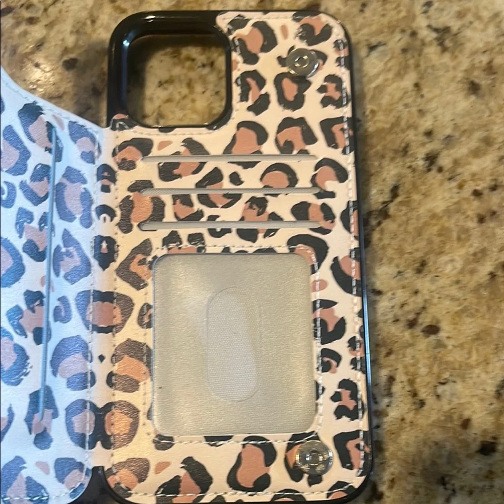 iPhone 12 Max Pro Leopard Print Phone Case with Card Holder - Picture 7 of 7